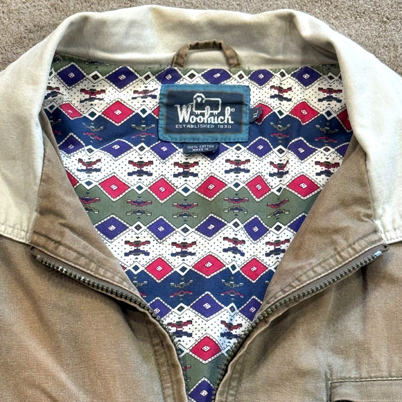 Vintage Woolrich Fatigue Jacket Mens Khaki Lined Fading Field Chore Coat Size XL - Picture 6 of 10